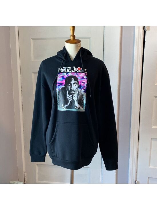 Chemistry Tops - Tupac Poetic Justice Black Hooded Sweatshirt, Size M